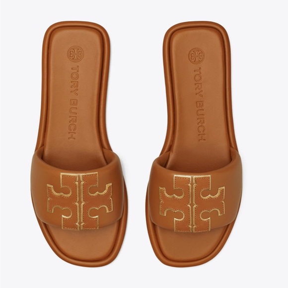 Tory Burch Double T Sport Slides Sandals Size 7 🩴🐻🤎 - Picture 3 of 11